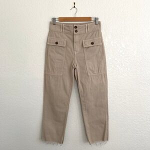 Veronica Beard Blake Classic Straight High Rise Khaki Cargo Cotton Pants Size 25